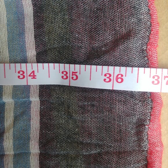 4/$20 Lightweight infinity scarf blue red yellow black white stripes - Picture 6 of 9